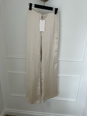 Zara Cream/Champagne Satin Trouser Pants